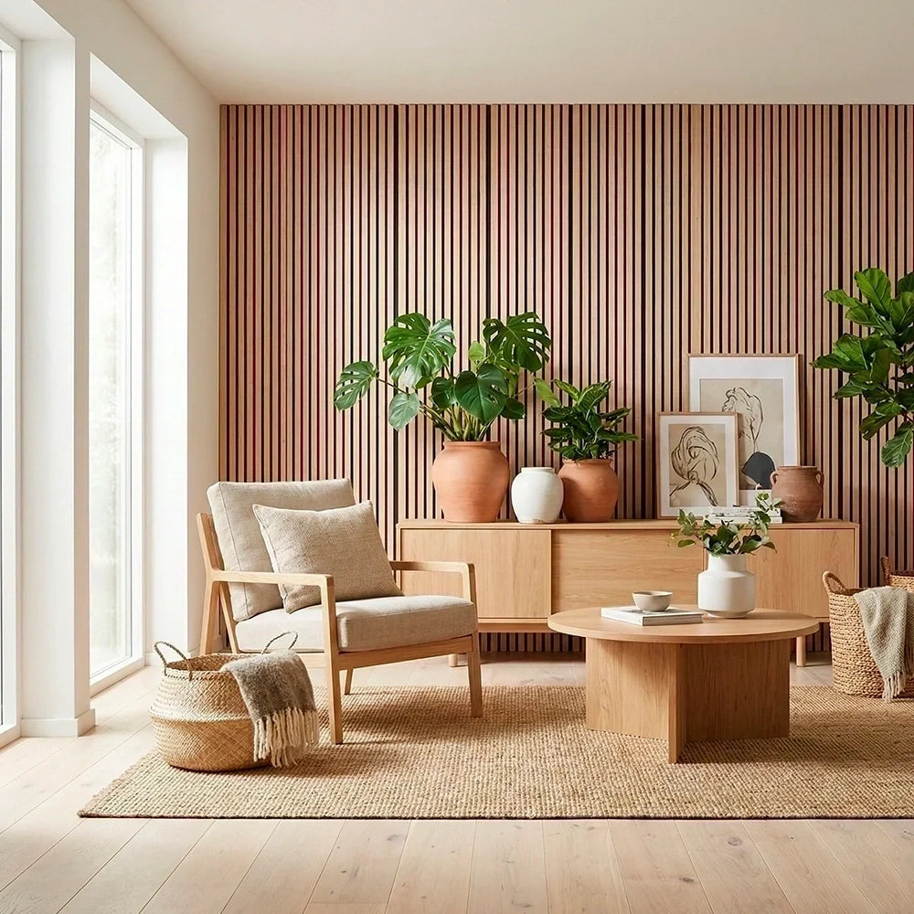 Akoestisch Houten Wandpaneel — Transformeer je ruimte in slechts 30 minuten (270 x 110 cm)